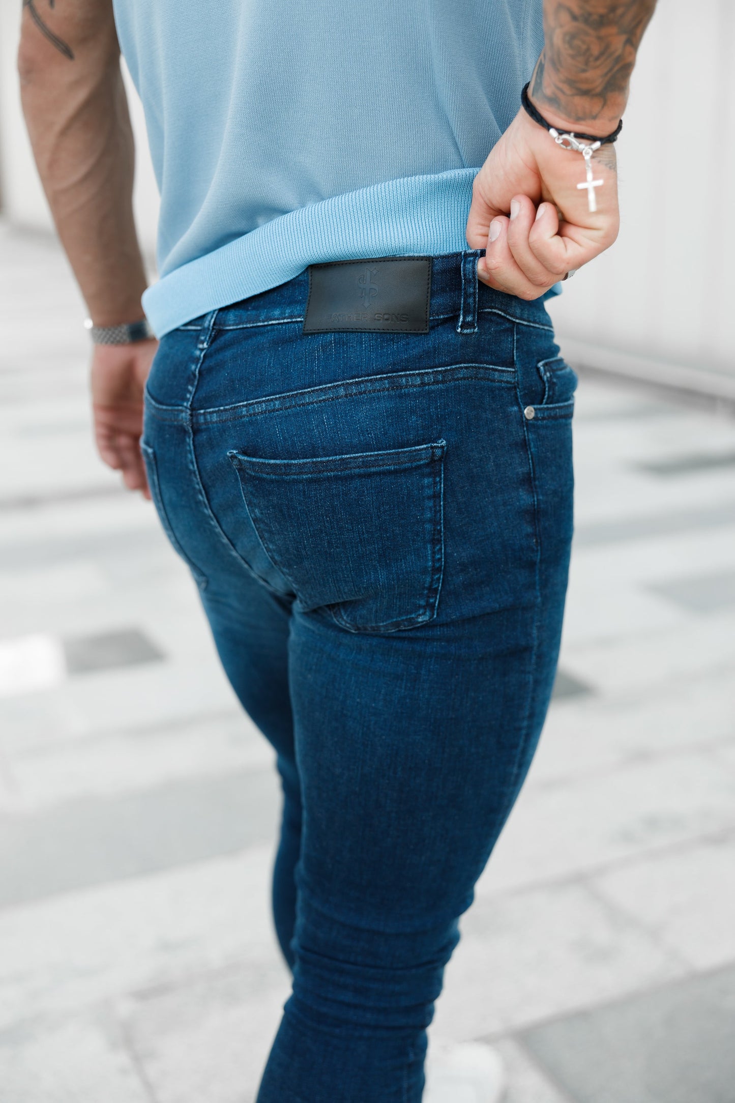 Elevate Your Style with Father Sons Ultra Stretch Navy Slim Fit Jeans - FSJEAN001