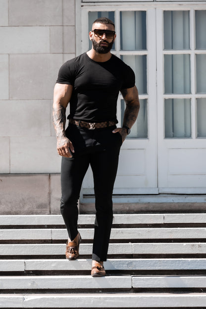 Elevate Your Style with Father Sons Relaxed Fit Black Stretch Trousers - FSTR001