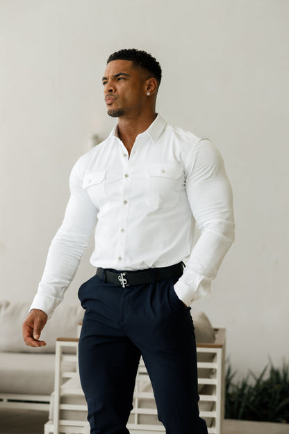 Versatile Black & Tan Reversible Leather Belt with Elegant Silver FS Buckle - FSBELT002