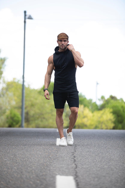 Stylish Father Sons Black Stretch Shorts - FSJS656