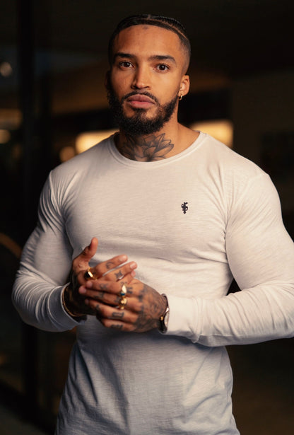 Elevate Your Style: Father Sons White Slub Long Sleeve Crew with Cuffs - FSH727
