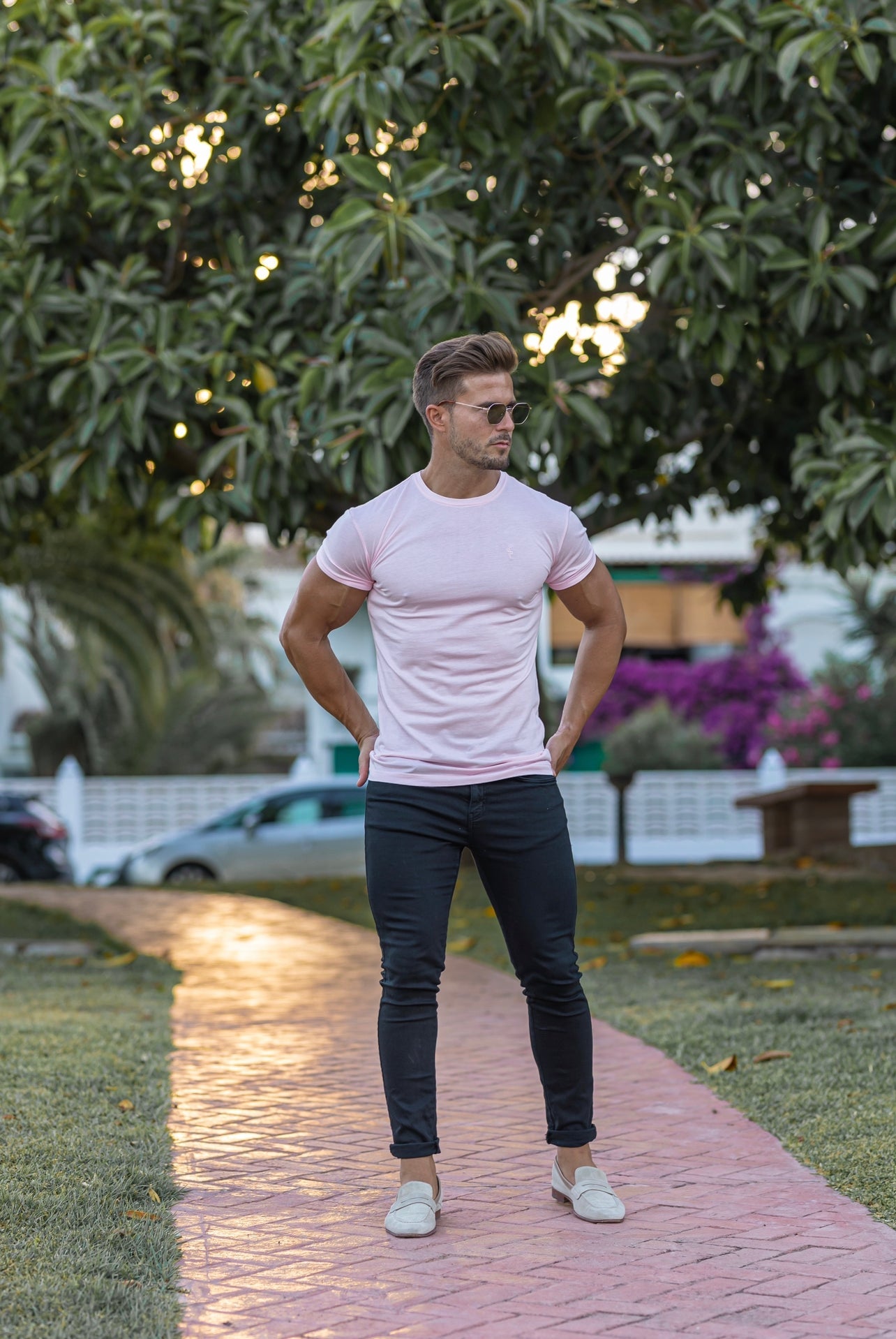Elevate Your Wardrobe with the Stylish Father Sons Pink Bamboo Crew T-Shirt - FSH746