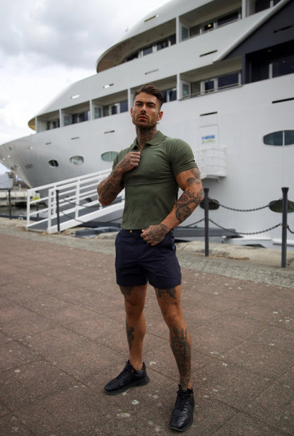 Elevate Your Wardrobe with the Father Sons Luxurious Khaki and Gold Zipped Polo - FSH810