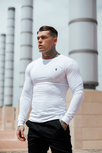 Elevate Your Style: Father Sons White Slub Long Sleeve Crew with Cuffs - FSH727