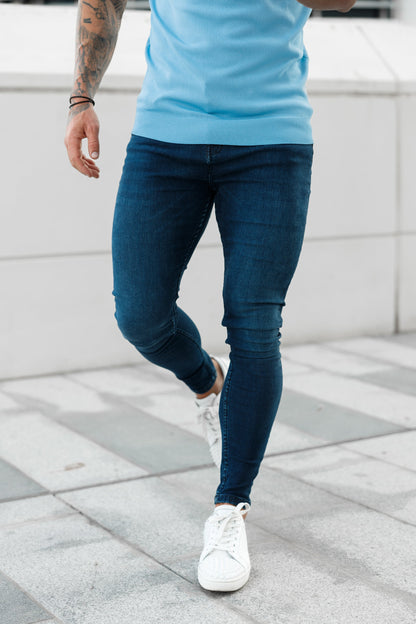Elevate Your Style with Father Sons Ultra Stretch Navy Slim Fit Jeans - FSJEAN001