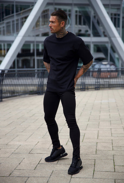 Elevate Your Wardrobe with the Father Sons Premium Black Oversized Crew T-Shirt - FSH832