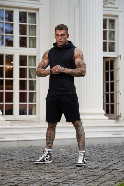Stylish Father Sons Black Stretch Shorts - FSJS656