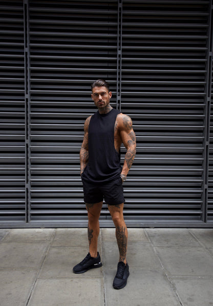 Elevate Your Style with the Father Sons Classic Black Bamboo Dropped Armhole Vest - FSH818