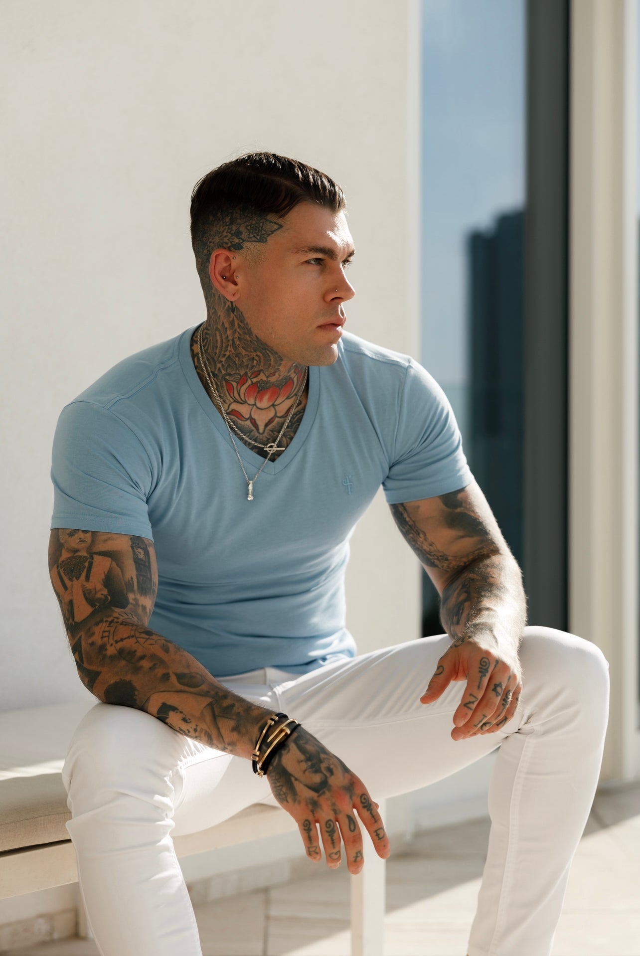 Elevate Your Style with Father Sons Slim Fit Stretch White Sateen Trousers - FSH529