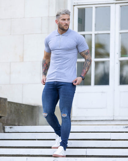 Elevate Your Style with Father Sons Ultra-Stretch Navy Slim Jeans Featuring Trendy Knee Rips - FSJEAN004