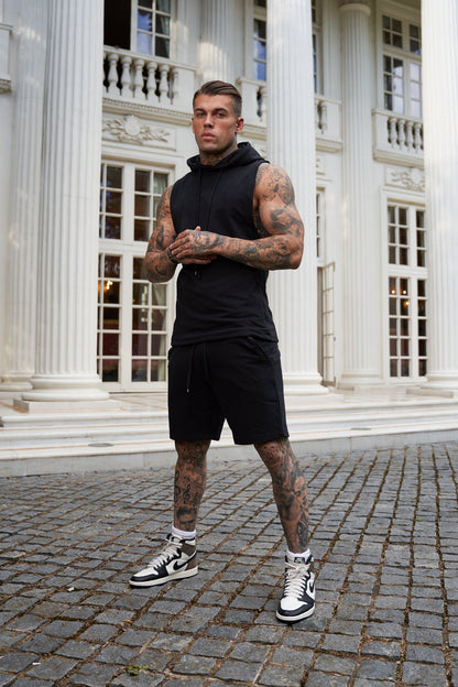 Stylish Father Sons Black Stretch Shorts - FSJS656