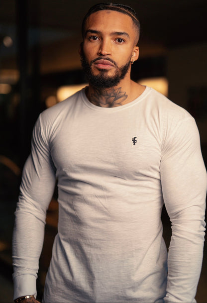 Elevate Your Style: Father Sons White Slub Long Sleeve Crew with Cuffs - FSH727