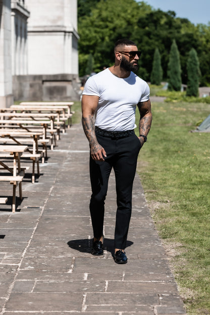 Elevate Your Style with Father Sons Relaxed Fit Black Stretch Trousers - FSTR001