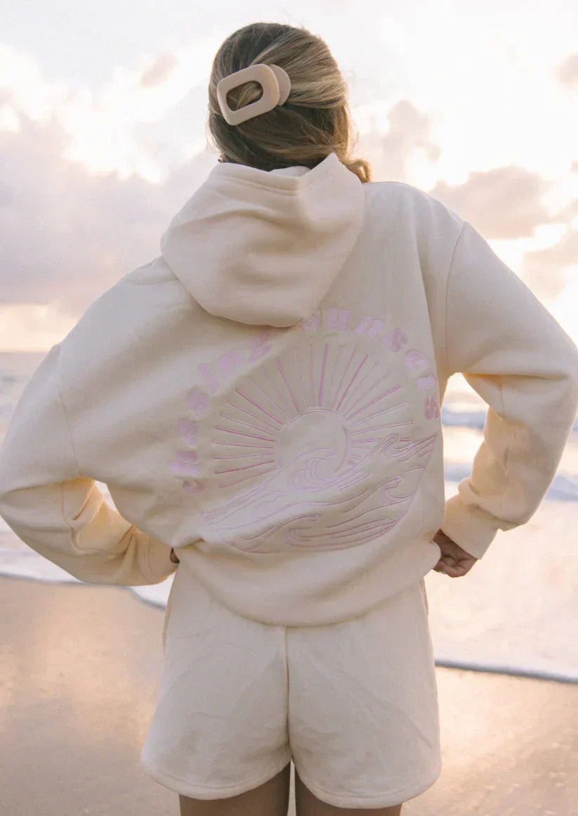 Oversized “Shell-Pink” Embroidered Hoodie