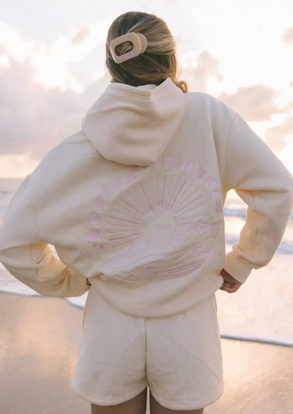 Oversized “Shell-Pink” Embroidered Hoodie