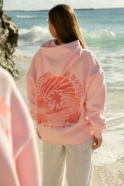 Oversized “Shell-Pink” Embroidered Hoodie