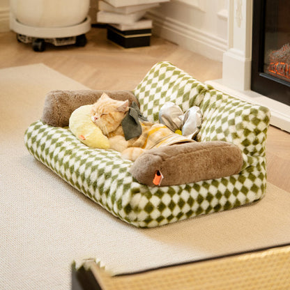 Green Checkered Pet Bed - Beautiful and Elegant